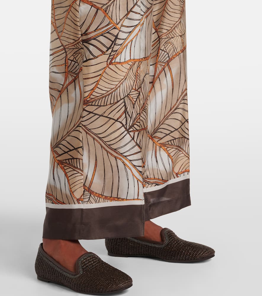 Printed silk wide-leg pants