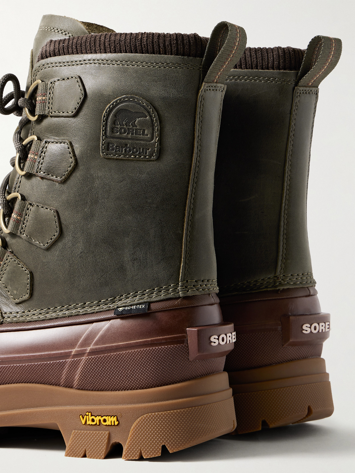+ Barbour Caribou Horizon Rubber-trimmed Leather And Gore-tex Boots - Green