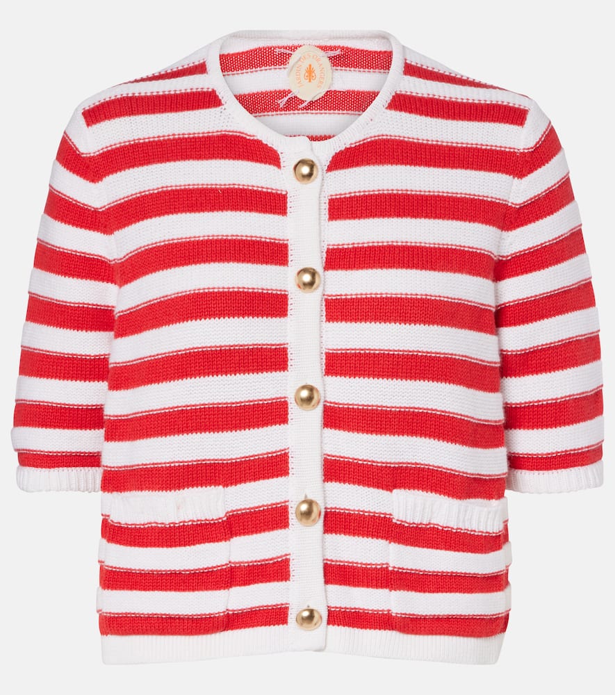 Striped cotton and cashmere cardigan