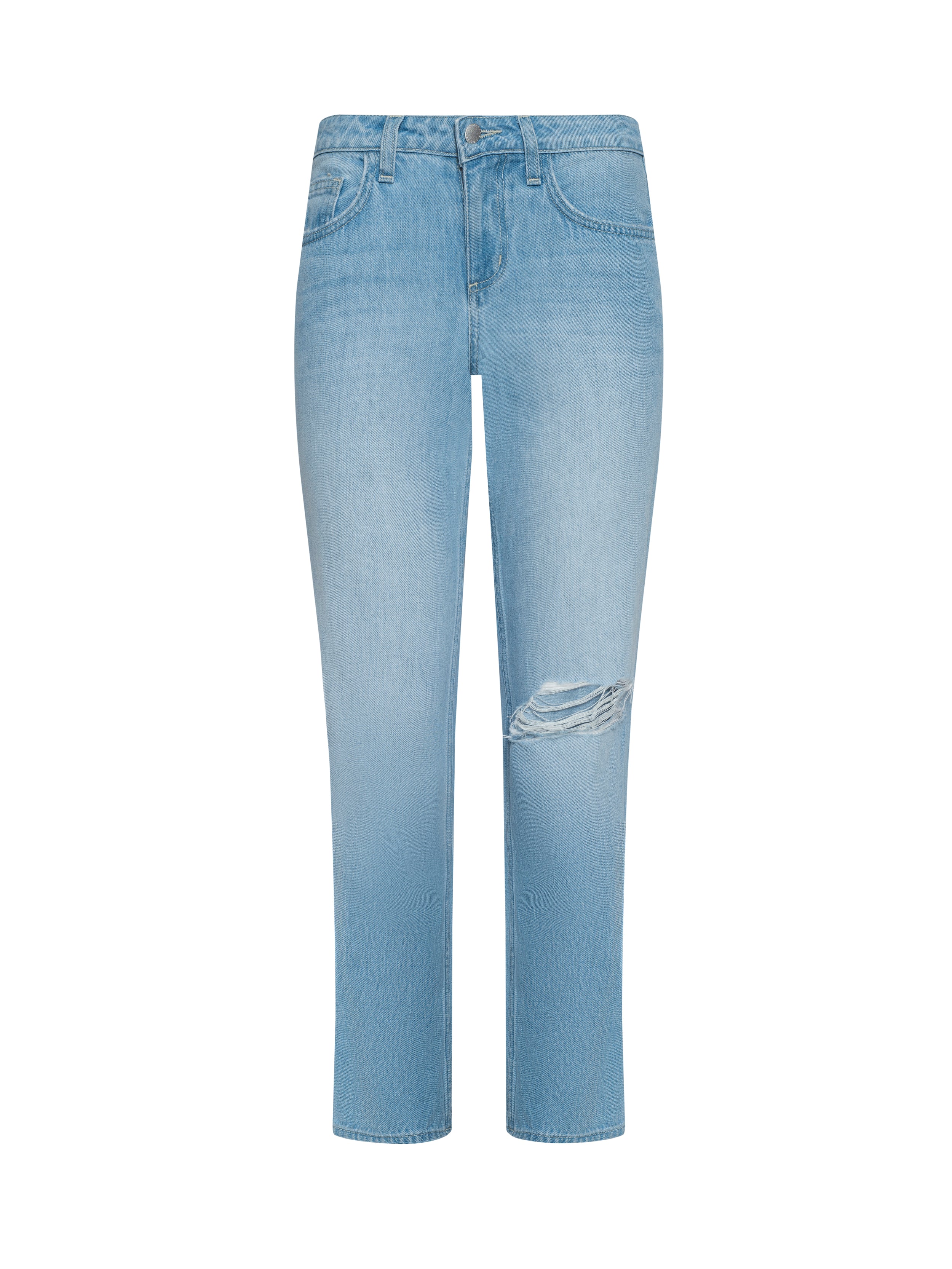 Nevia Slouchy Straight-Leg Jean In Brea Destruct
