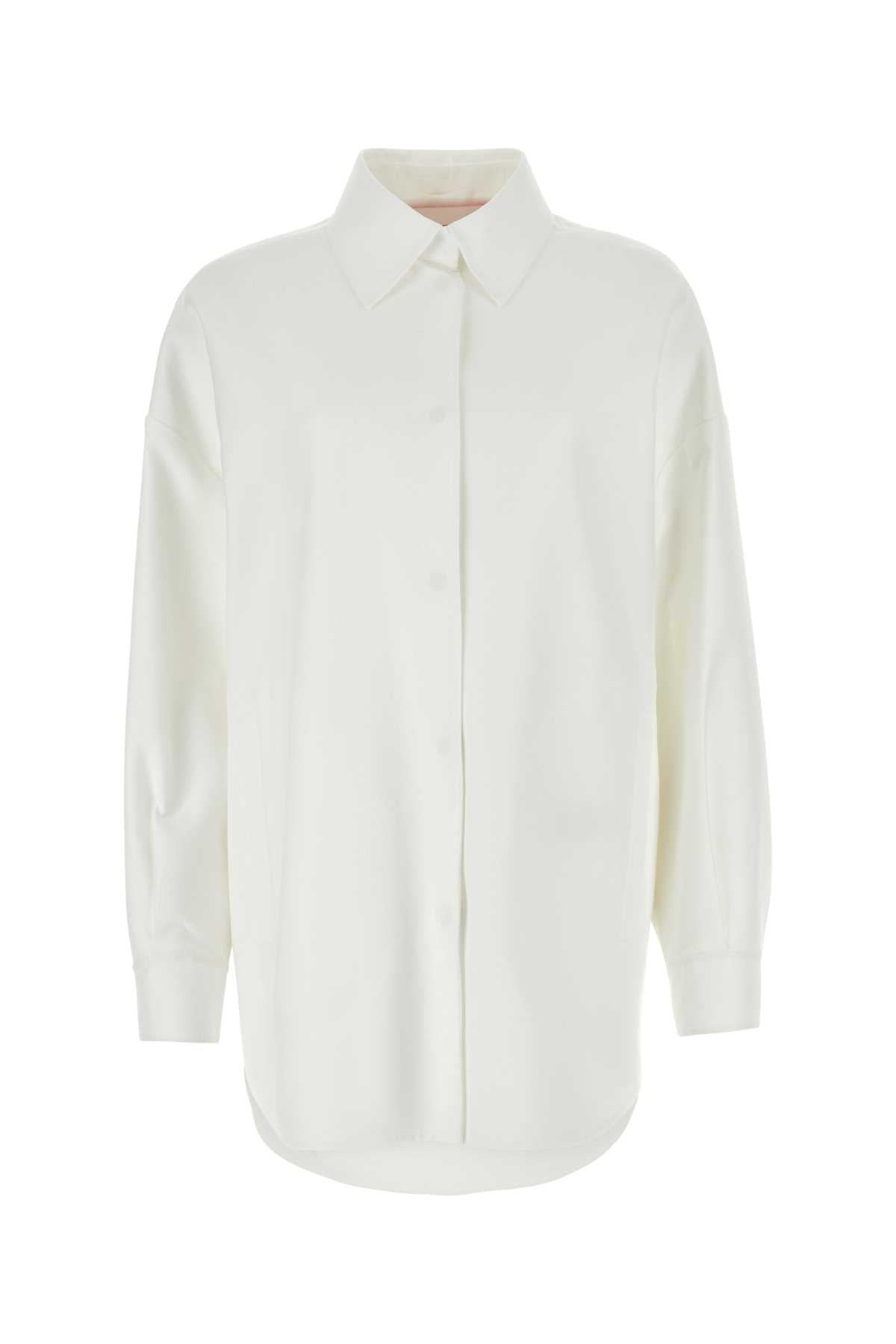 Cotton Blend Oversize Shirt — White