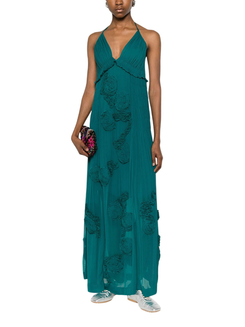 Green Halter Neck Maxi Dress