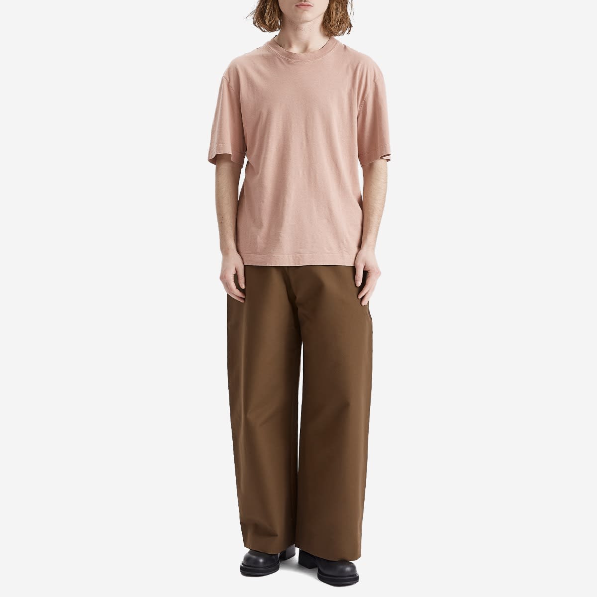 Men's Plass Double Cotton Twill Trousers in Olive Green