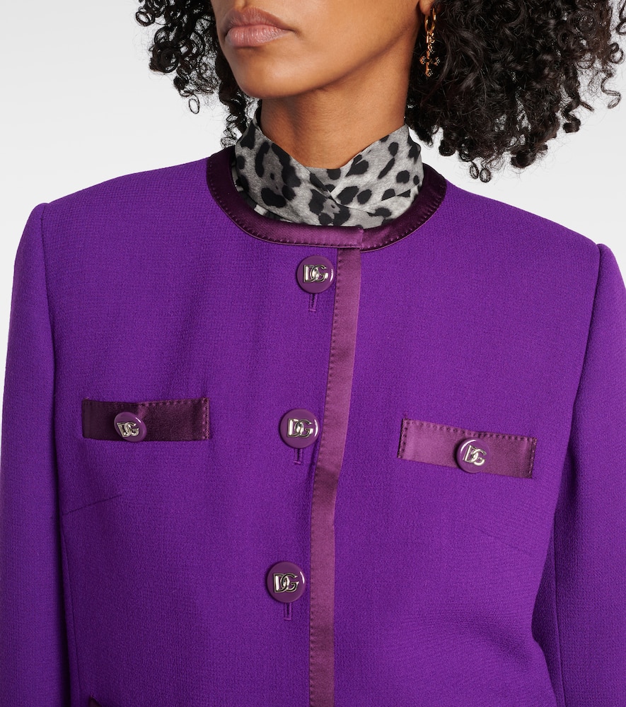DG satin-trimmed wool-blend crêpe jacket