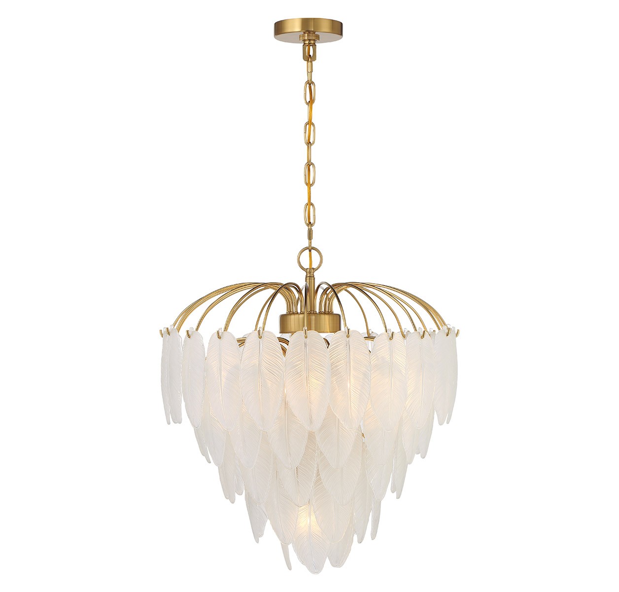 Warm Brass Six Light Chandelier from the Boa Collection