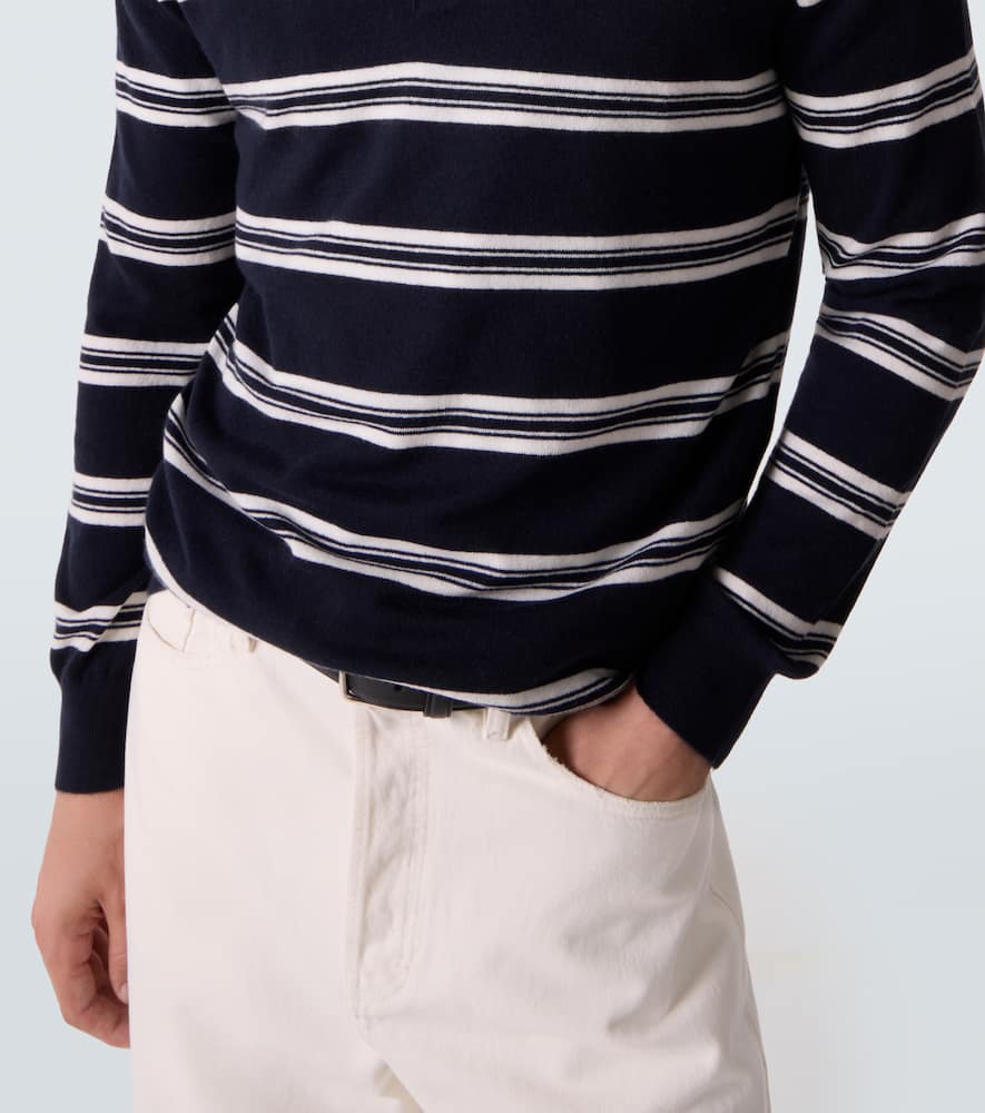 Mr Swansea striped cashmere polo sweater