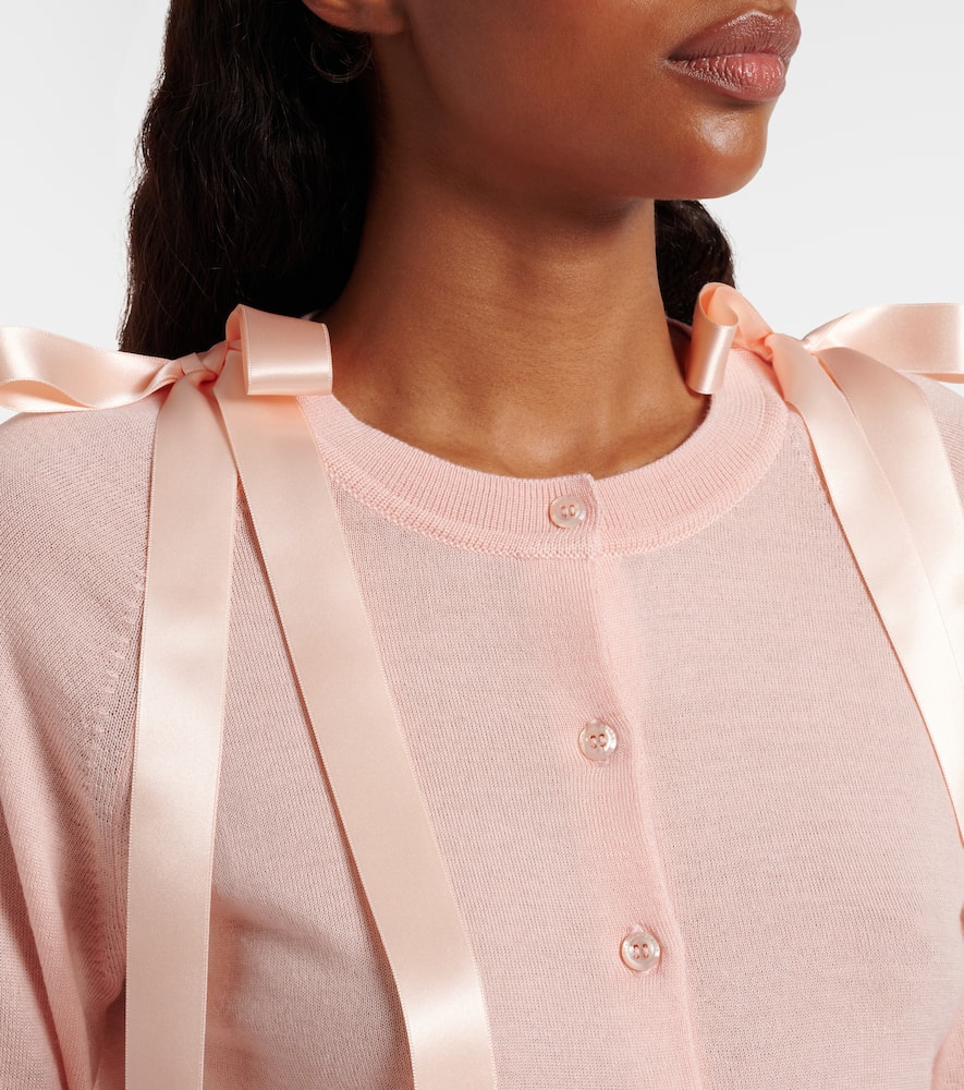Bow-detail wool and silk cardigan