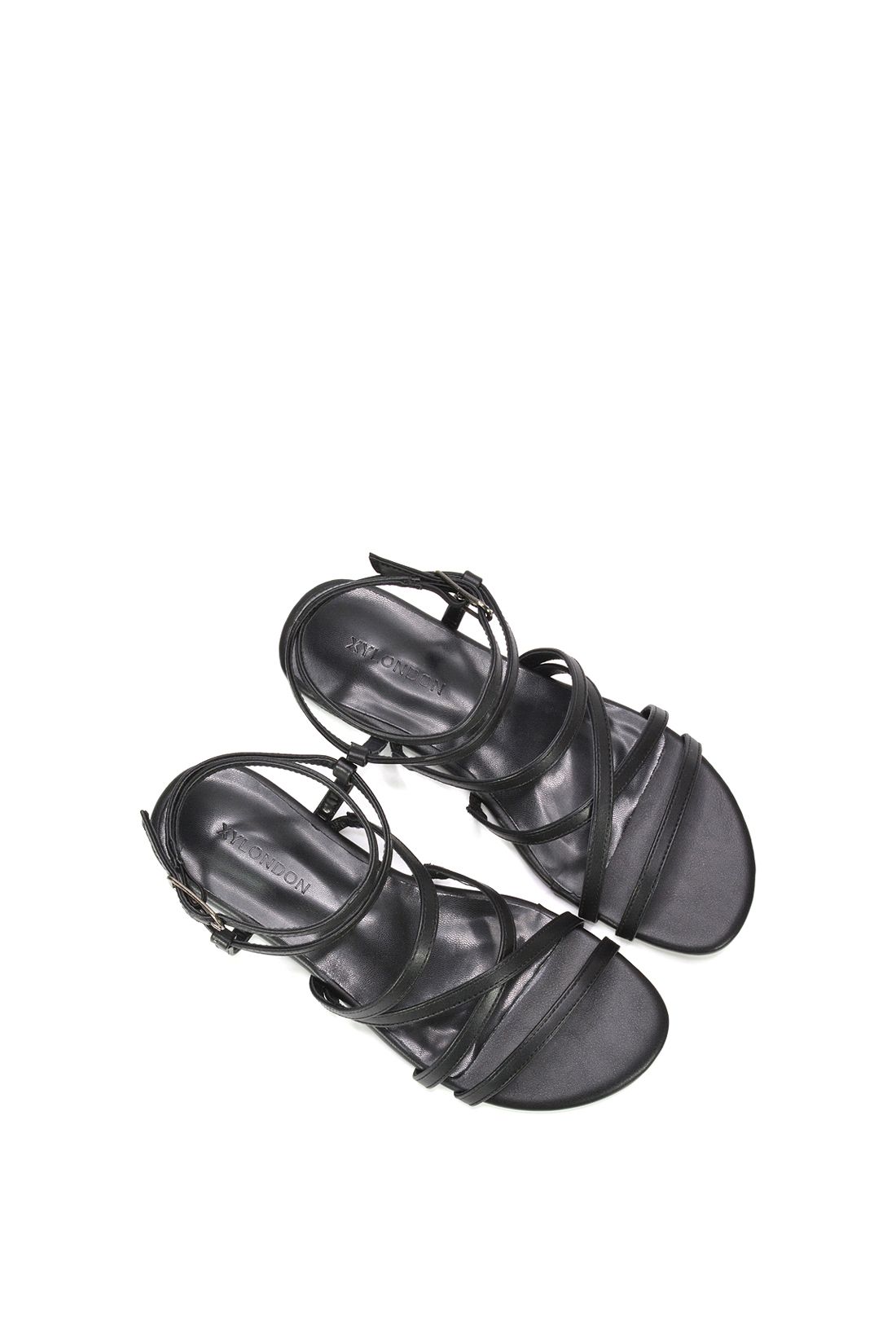 Xy London 'lyra' Flat Gladiator Strappy Sandals With Open Toe In Black