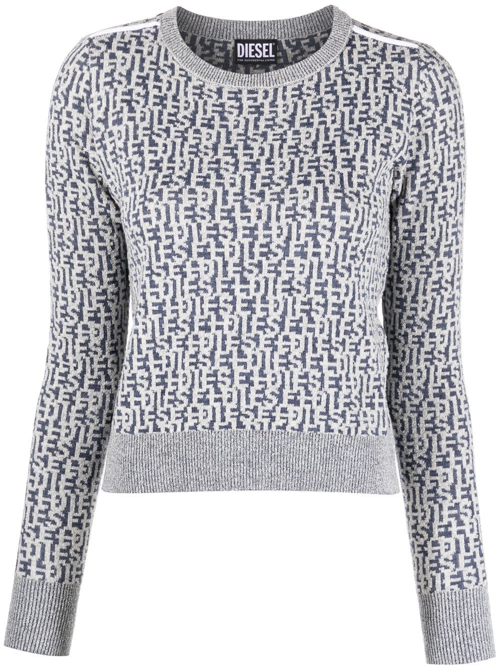 Logo-jacquard knitted jumper - Black