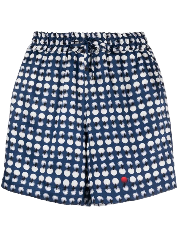 Spot-Print Silk Shorts — Navy