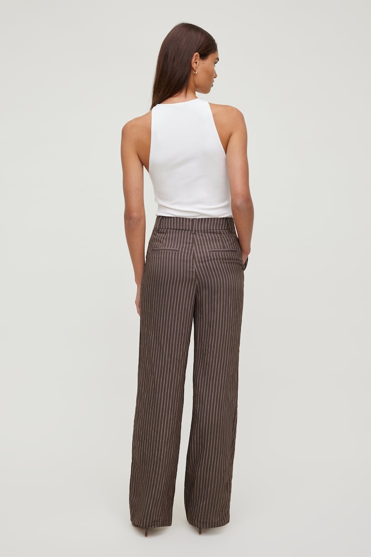 Alex Striped Wide Leg Pants - Brown - Women Clothing