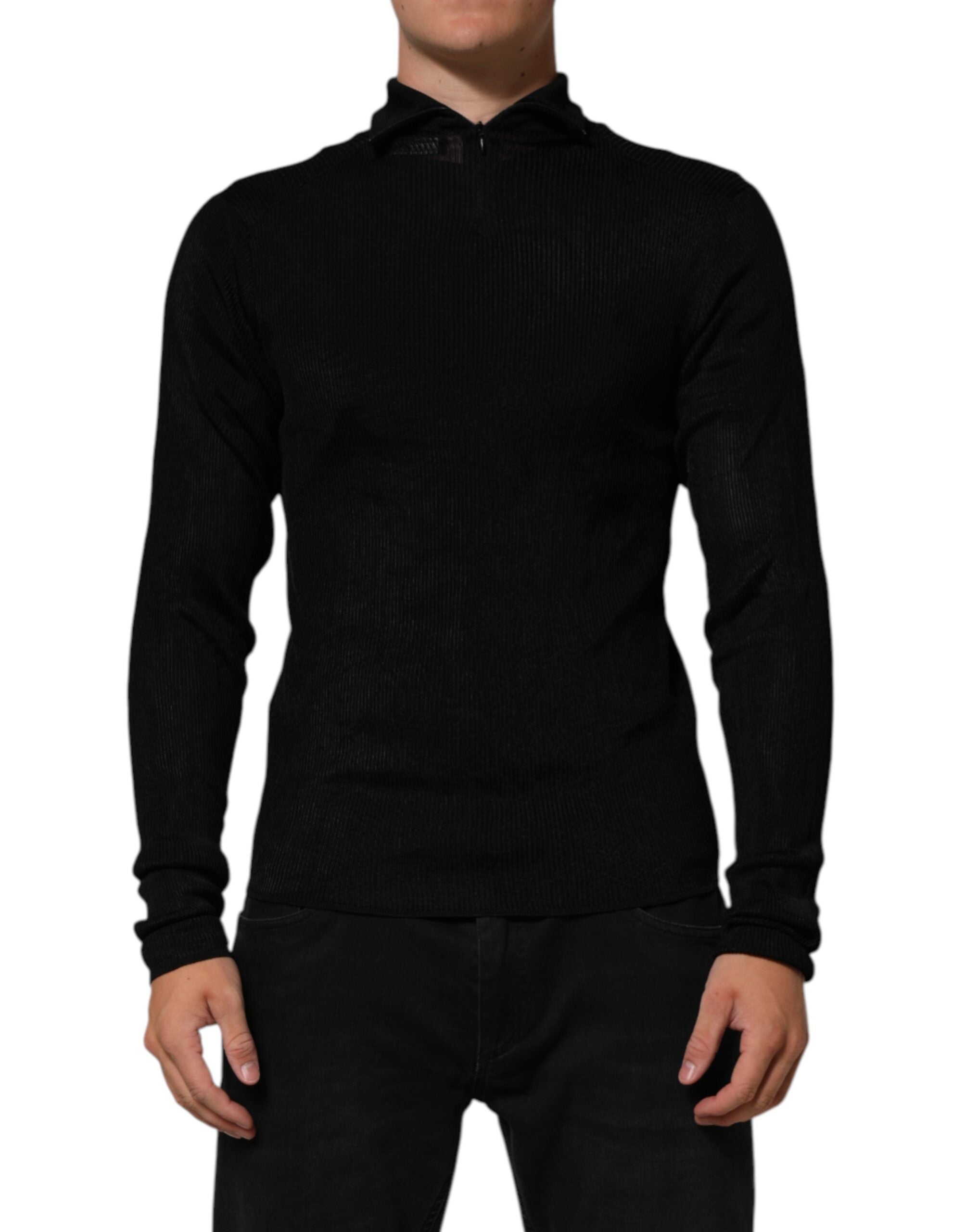 Viscose Turtleneck Sweater — Black
