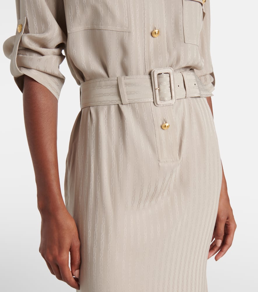 Striped belted shirt dress