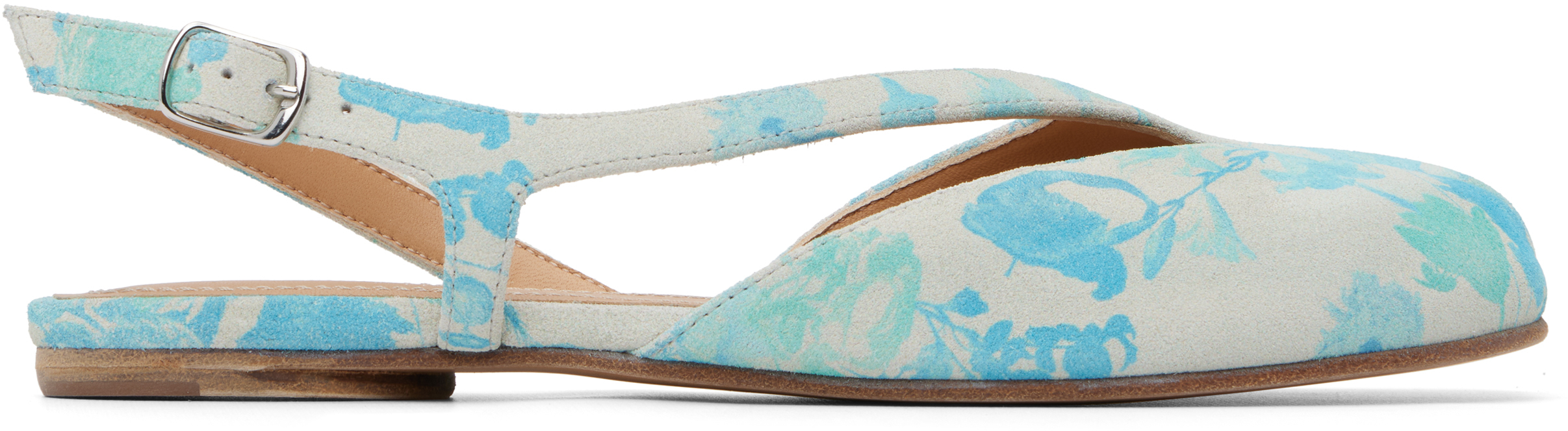 Blue & Gray Tabi Slingback Ballerina Flats