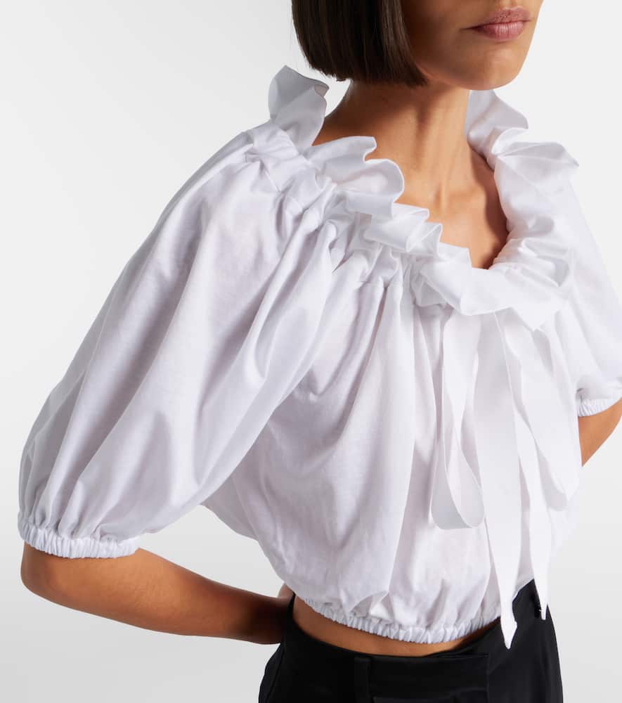 Ruffled cropped cotton top