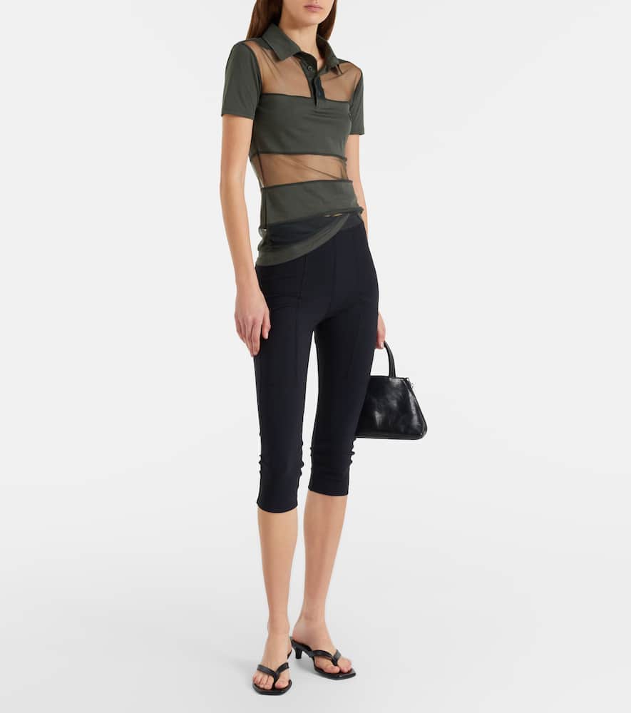 Paneled cotton-blend crop top