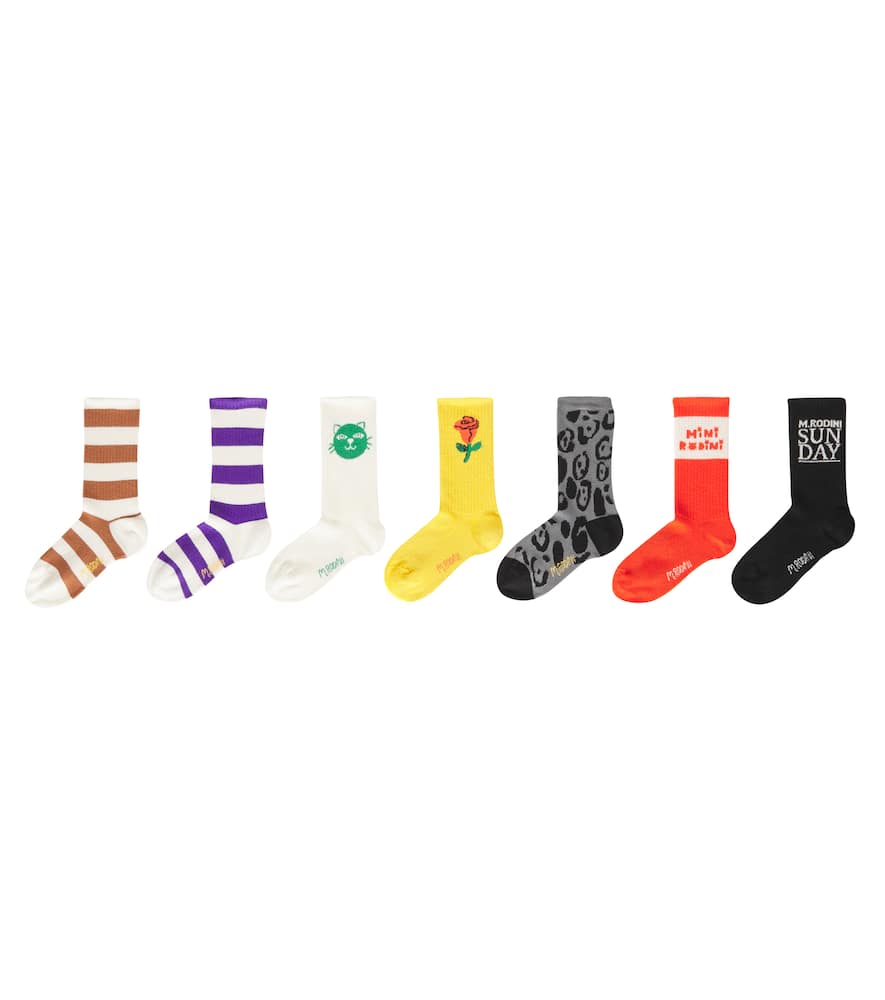 Set of 7 printed cotton-blend socks