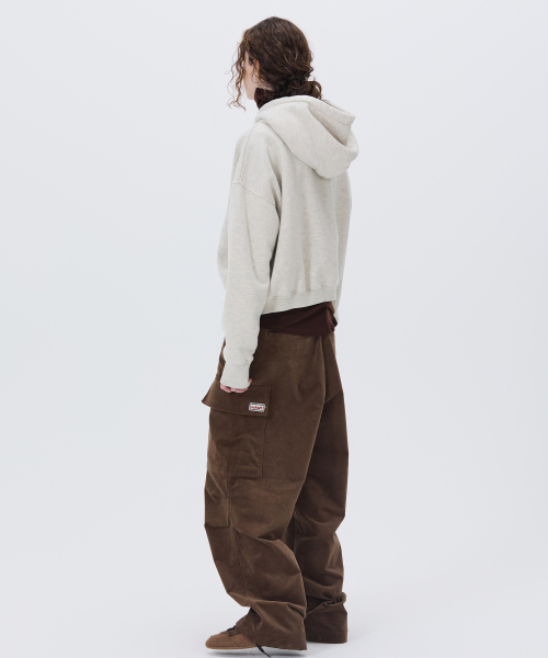 LONELY/LOVELY CROP HOODIE ZIP-UP OATMEAL
