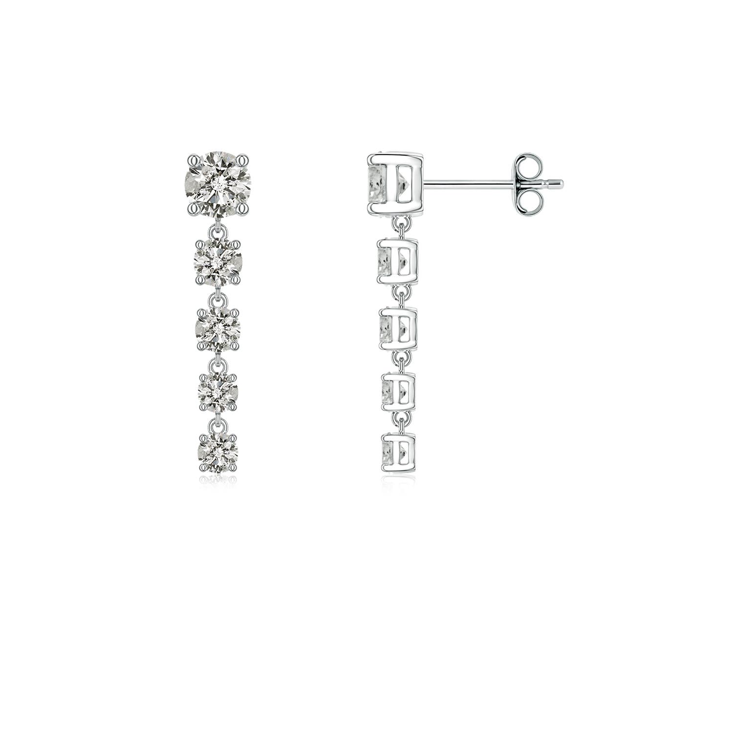 Angara 1.12 CTW Graduated Round Diamond Five-Stone Dangle Earrings in Silver