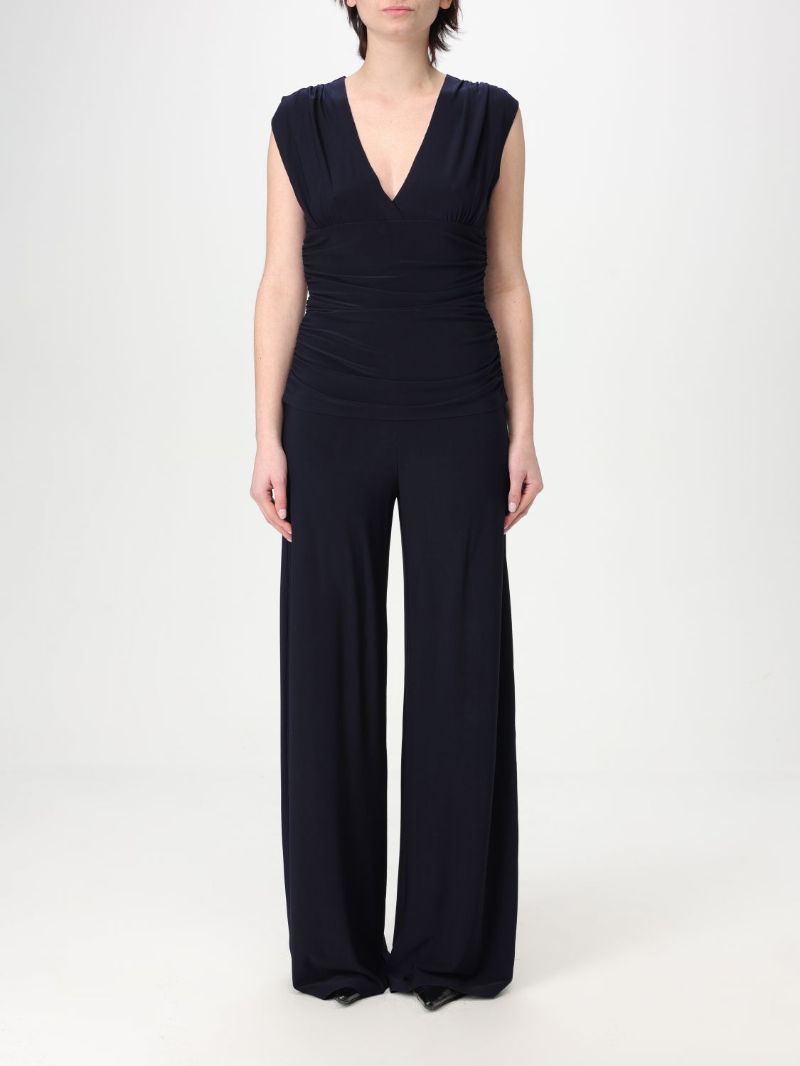 Draped straight-leg jumpsuit - Blue