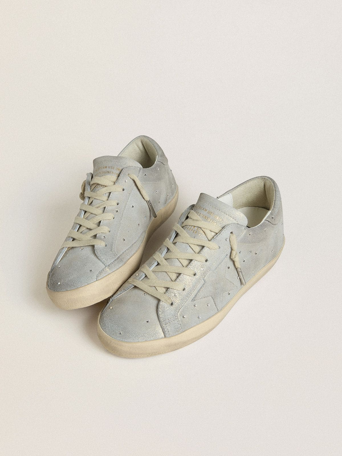 Golden Goose - Women's Super-star Ltd In Platinum Suede And Swarovski Crystals With Platinum Suede Star, Woman