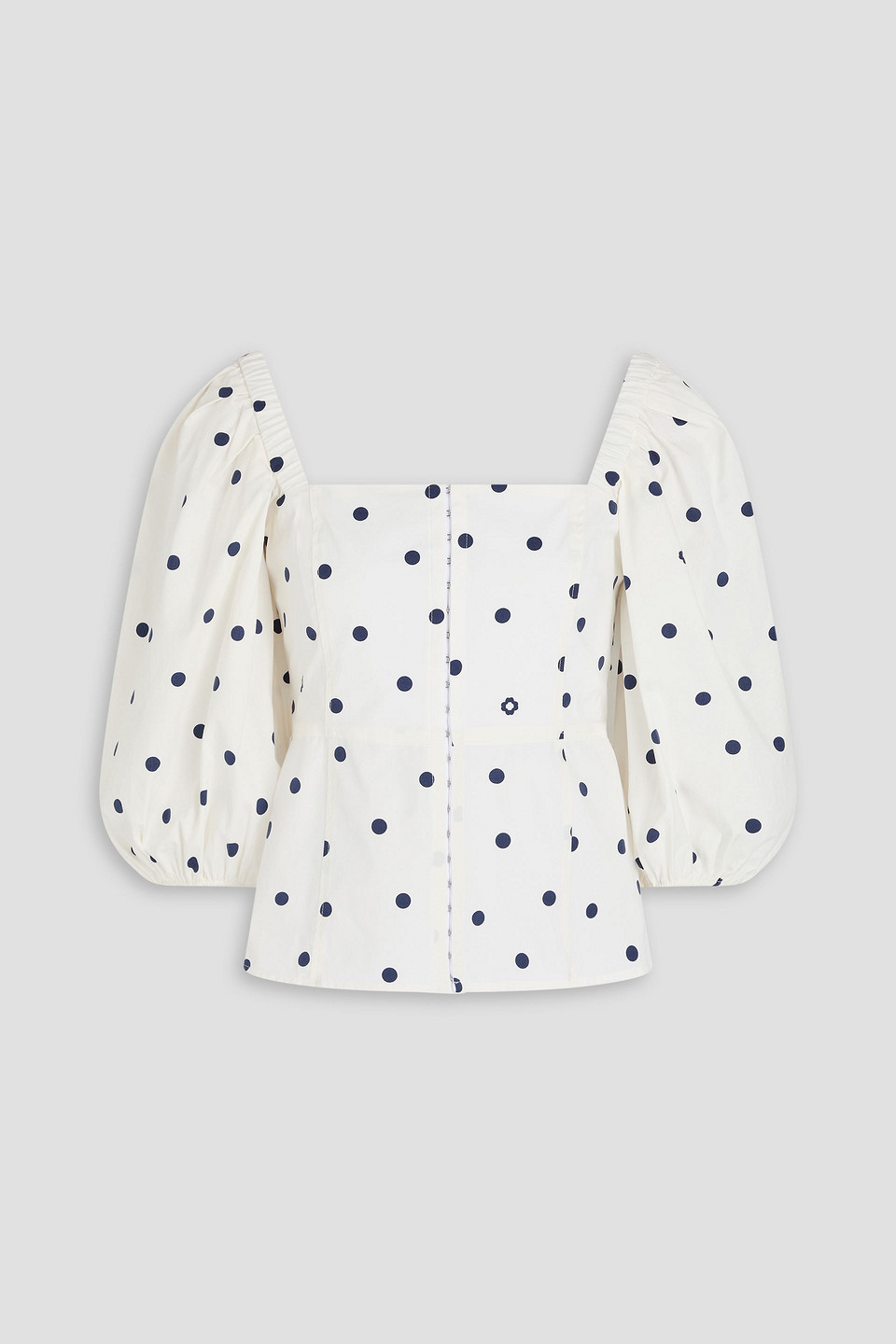 Polka-dot stretch-cotton poplin top - White - 3