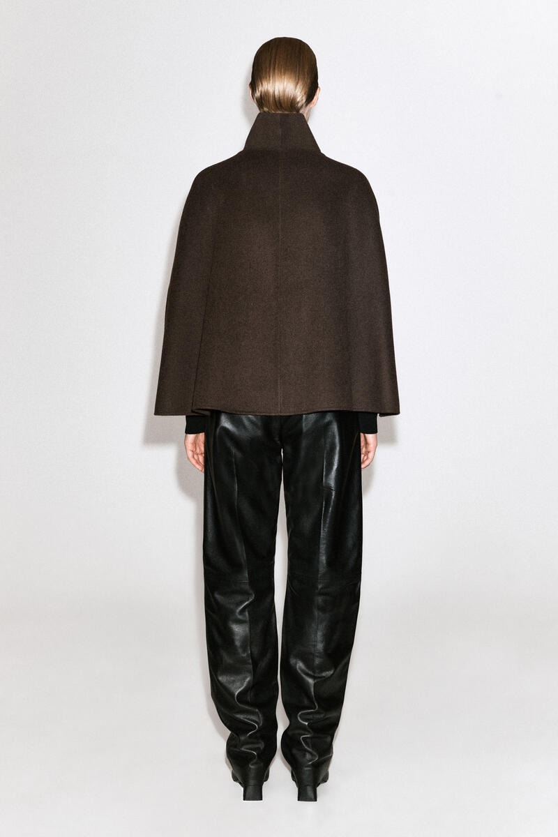Shawl-Collar Double-Faced Wool Cape