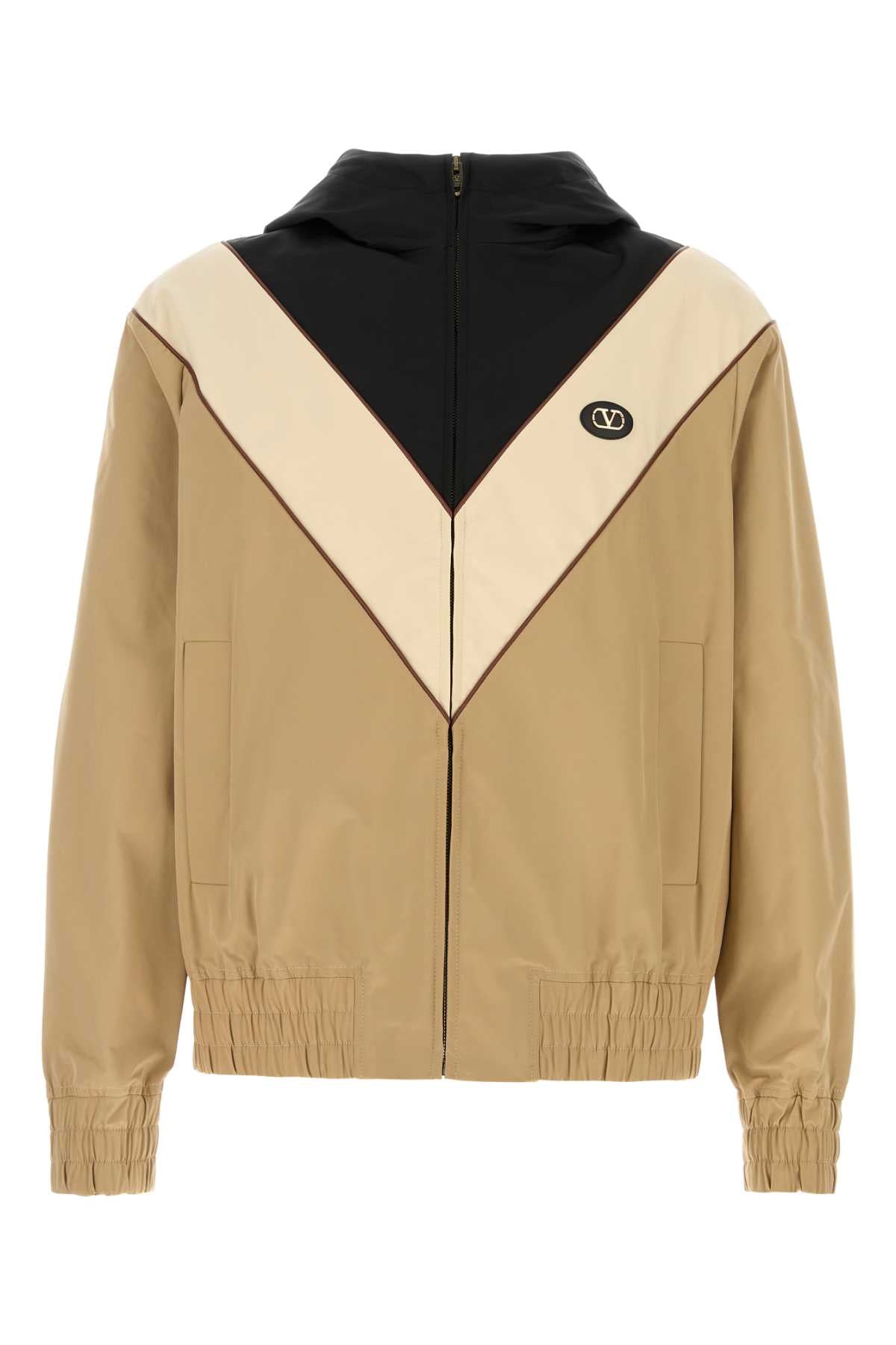 Colorblock Nylon Jacket — Beige
