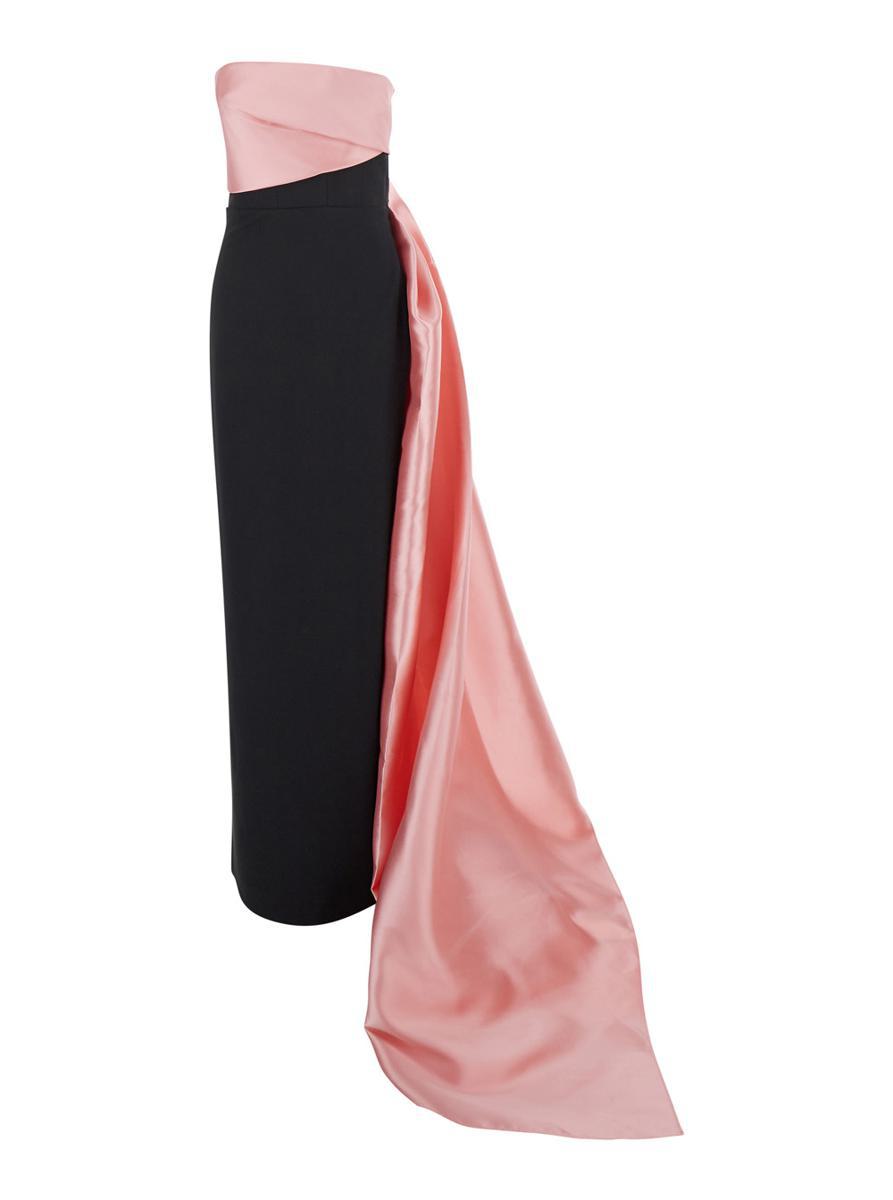 'Kinsley' Pink Off-Shoulder Long Dress With Draped Detail In Tech Fabric Stretch Woman