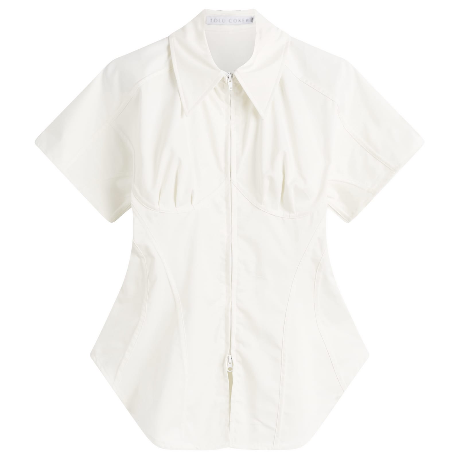 Women's Panelled Contoured Bustier Blouse White