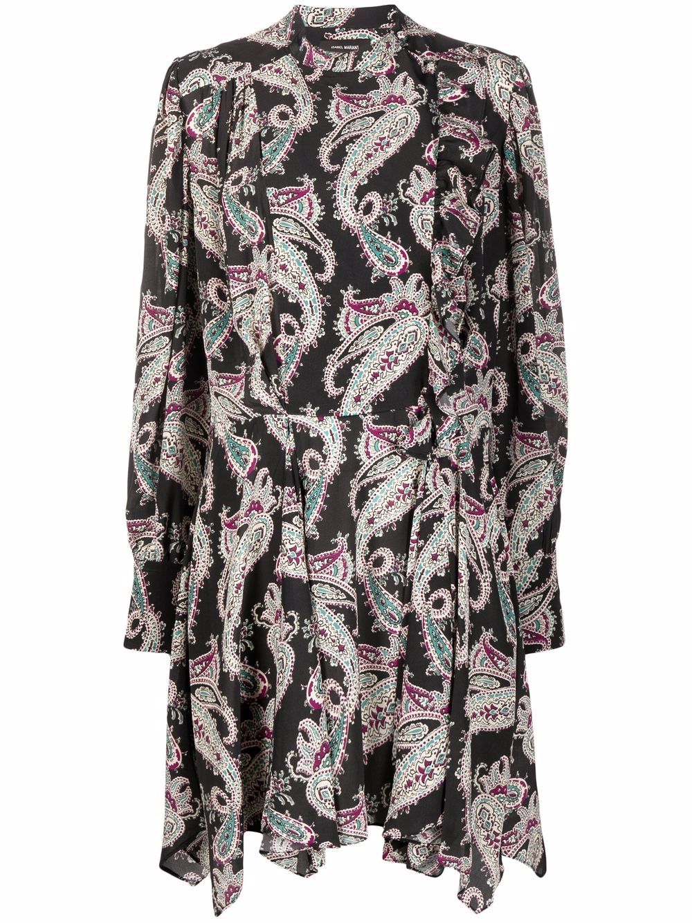 Paisley-print silk dress - Black