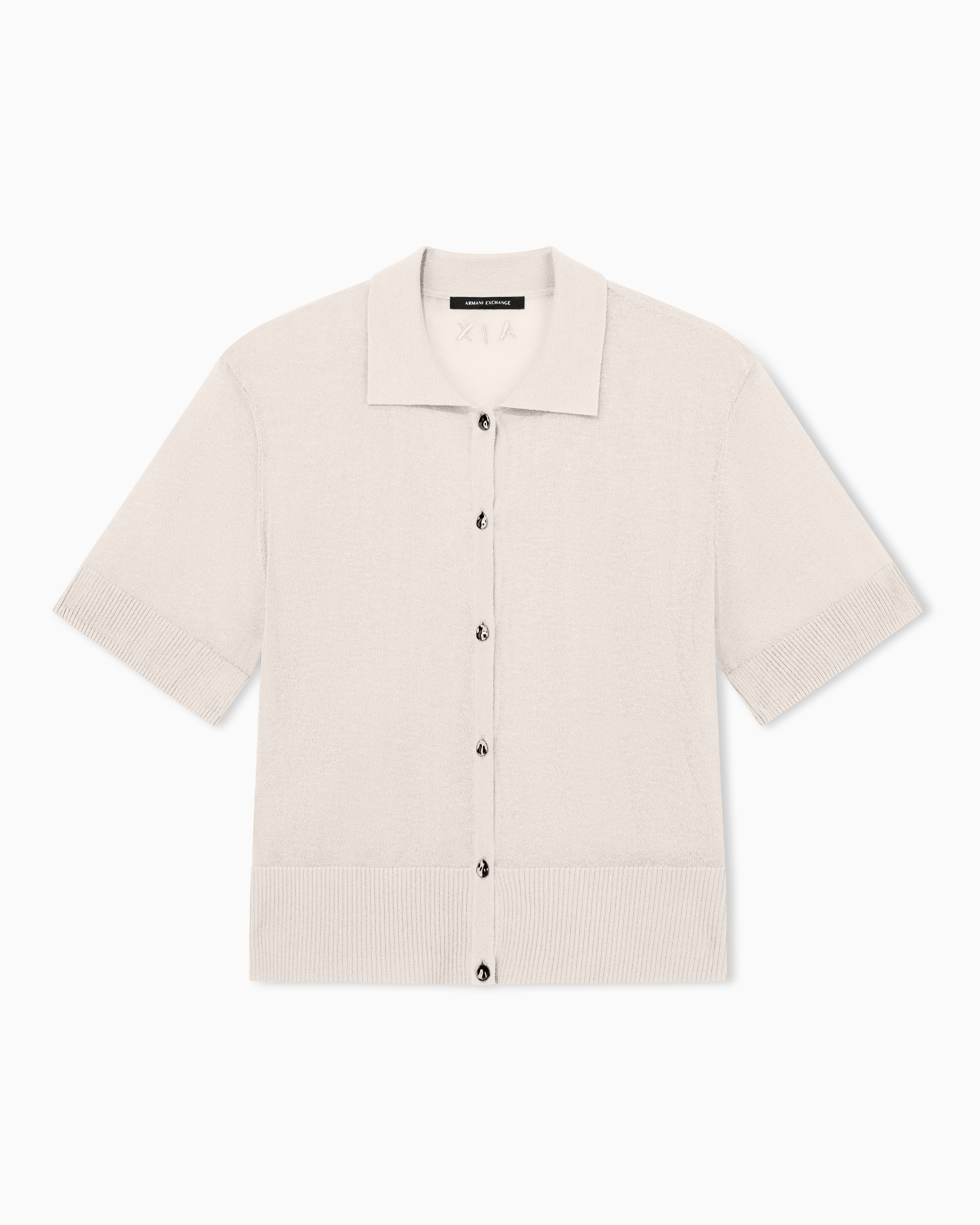 Short-sleeved linen blend cardigan