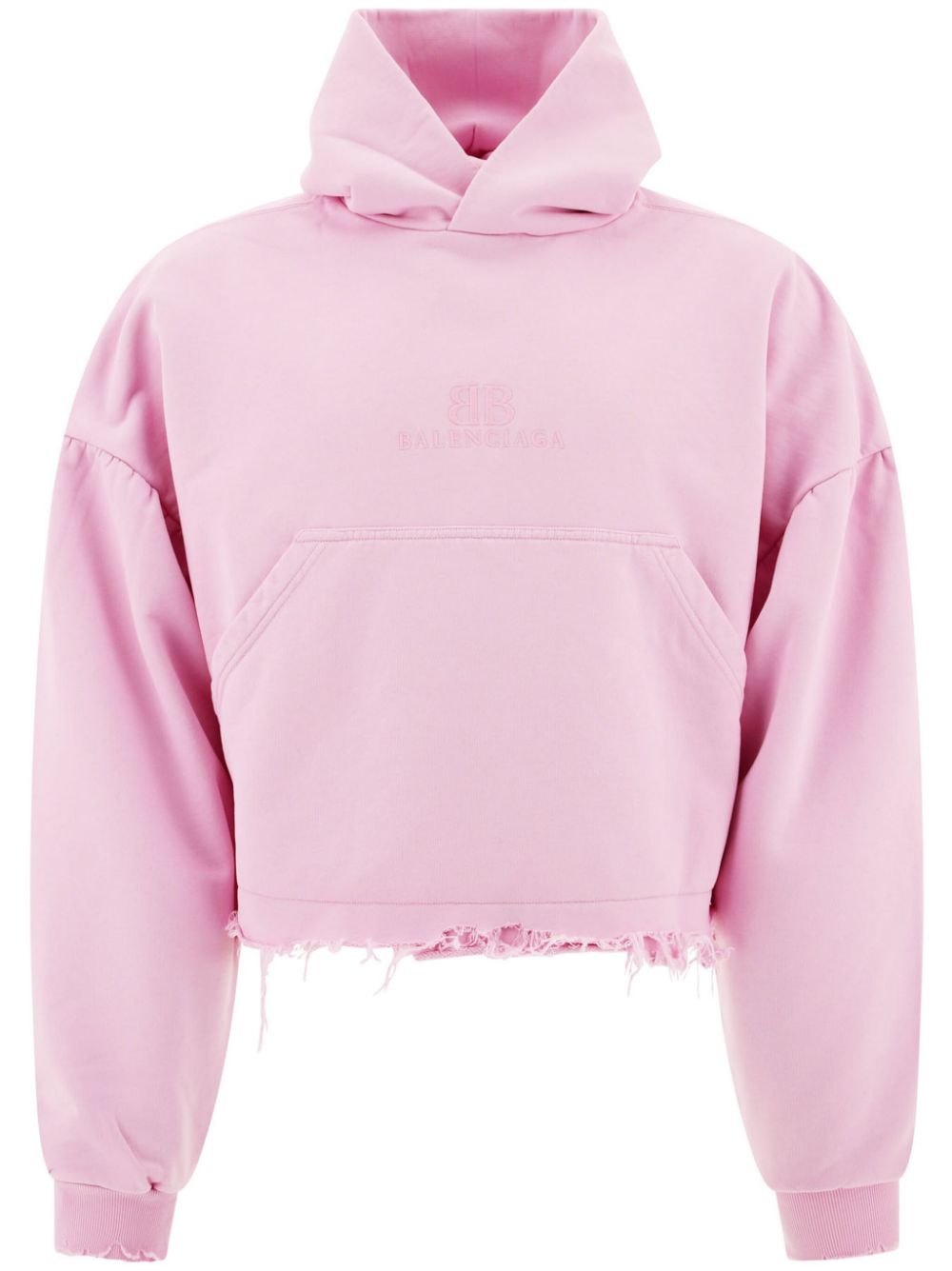 Logo-embroidered cropped hoodie - Pink