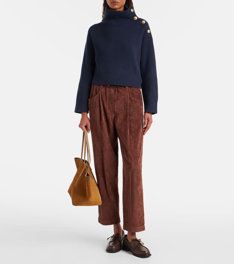 Cotton corduroy wide-leg pants