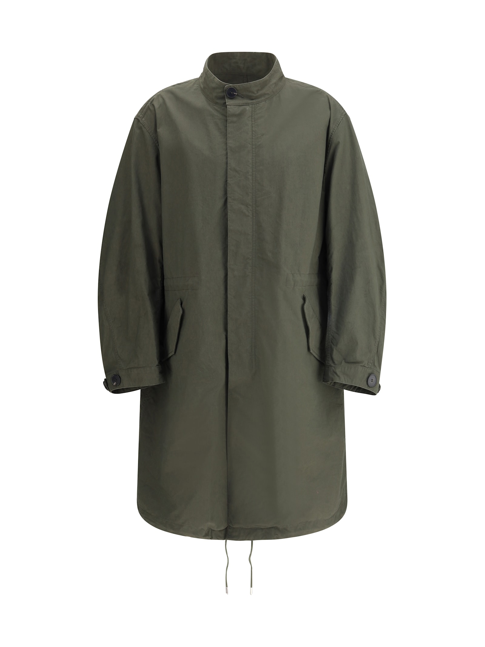Olive Green Cotton Blend Parka