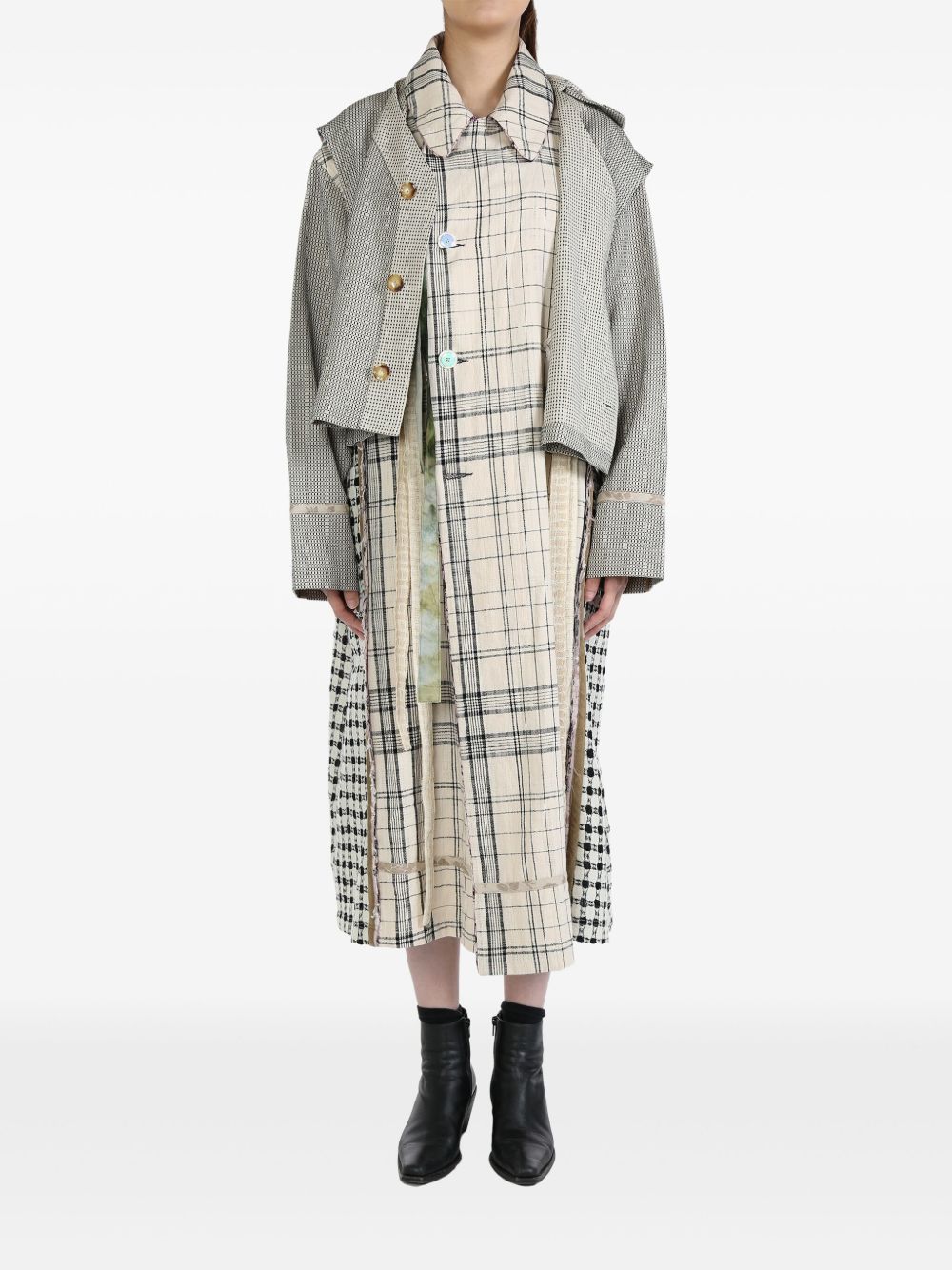 COMMUNS layered check coat - Neutrals