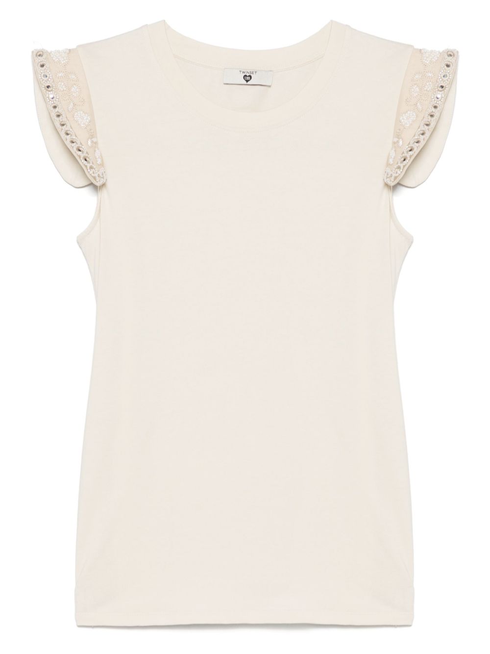 TWINSET bead-detailing T-shirt - Neutrals