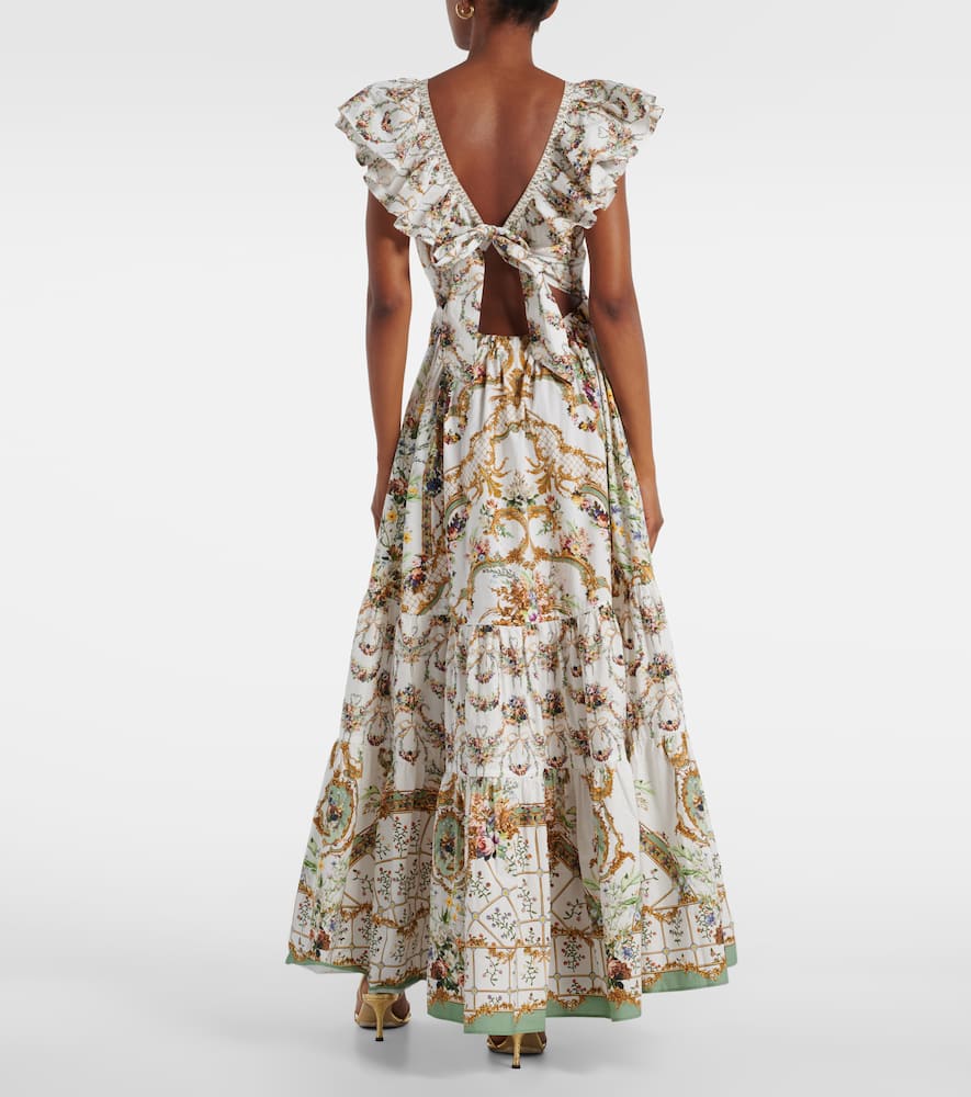 Floral ruffled cotton maxi dress