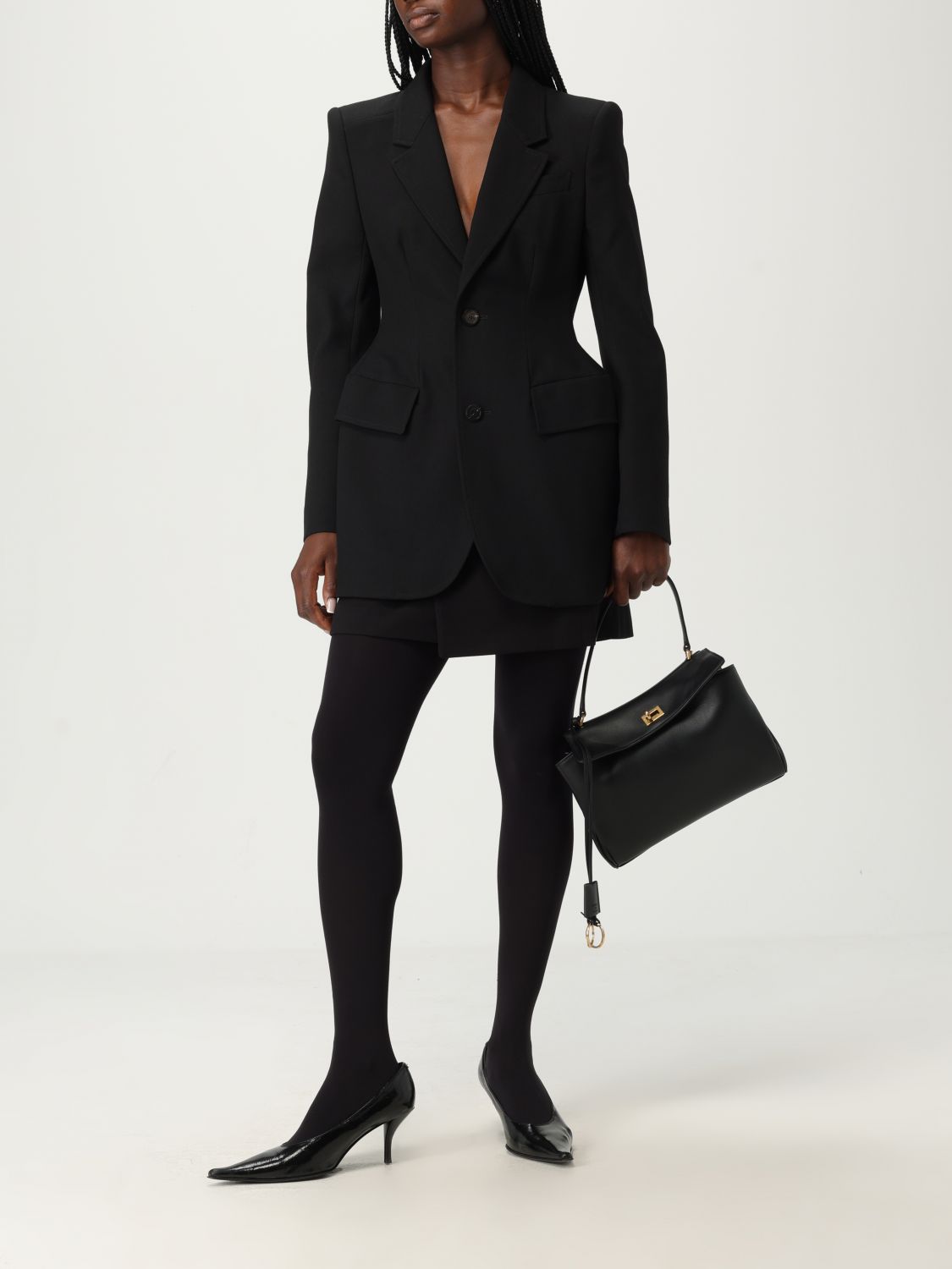 Double-breasted twill skirt - Black