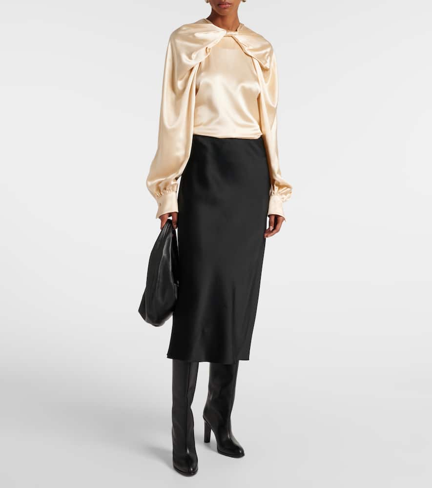 Elegante Key torchon silk satin blouse