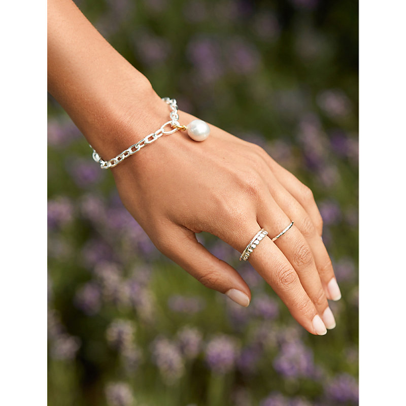 Womens Sterling Silver Nura Teardrop Recycled Sterling-silver Eternity Ring K