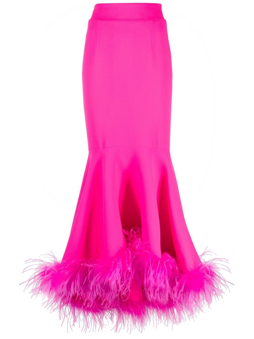 Feather-trim flared skirt - Pink