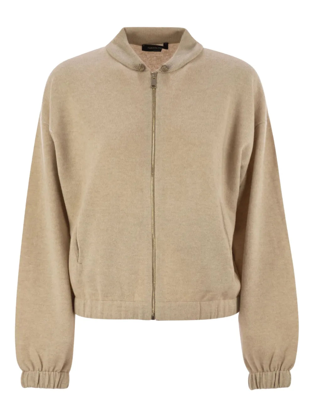 Virgin Wool Blend Bomber Jacket — Beige