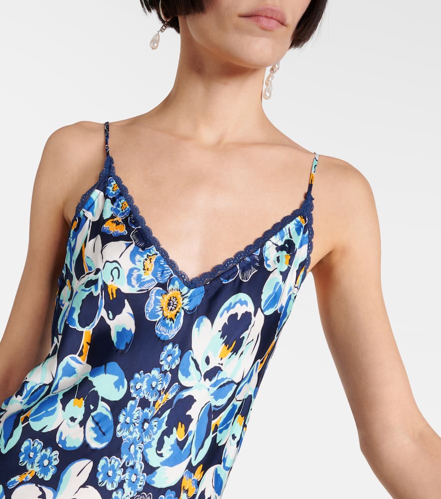Floral lace-trimmed slip dress
