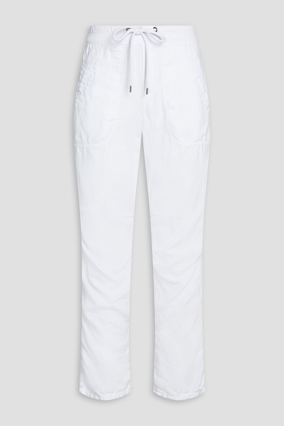 Cropped linen track pants - White - 1