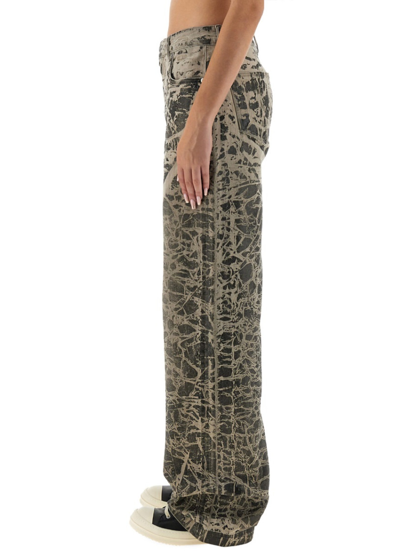 Black Printed Relaxed Mid Rise Jeans