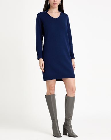Woman Mini dress Navy Size 6 Merino Wool, Viscose, Cashmere