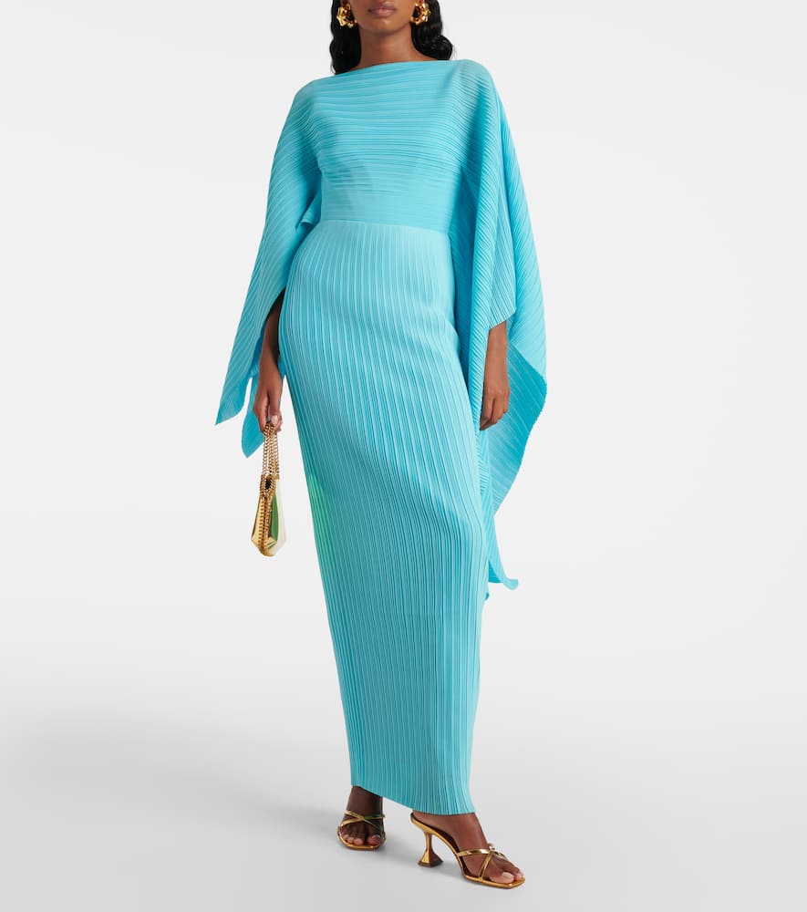 Solace London Kyla caped twill and crêpe gown