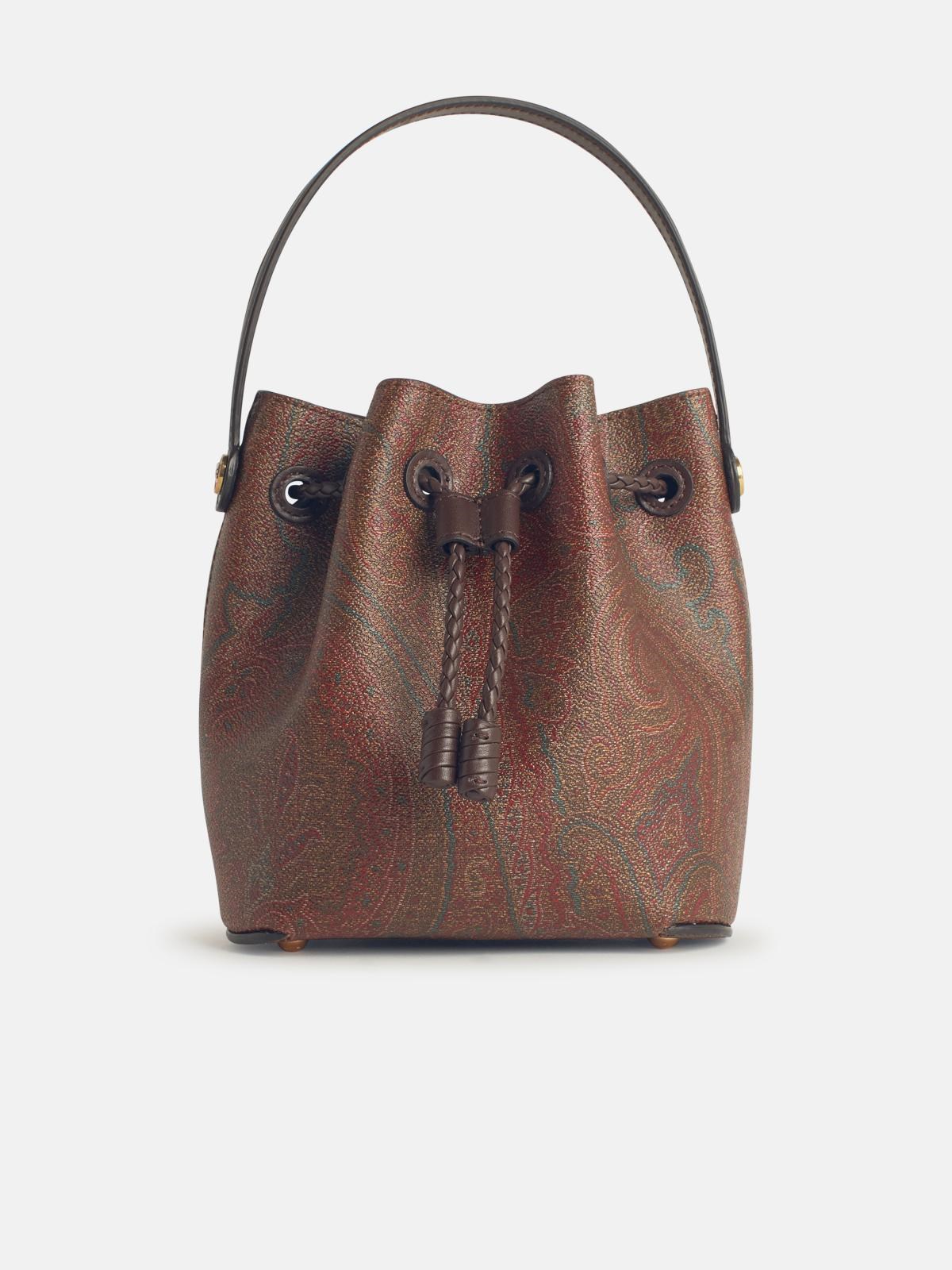 Small Bucket Bag In Brown Fabric