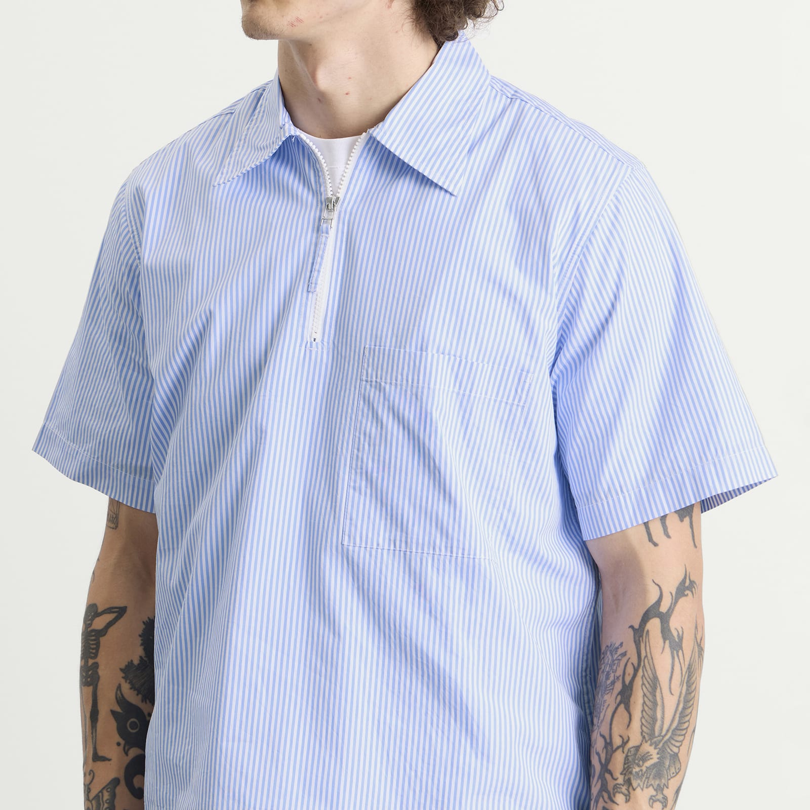 Men's Nipon Stripe Ewan Shirt Sky/White